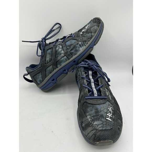 Huk Attack Performance Fishing‎ Shoes Camo Blue Men's Size 8.5 EUC - Picture 1 of 5